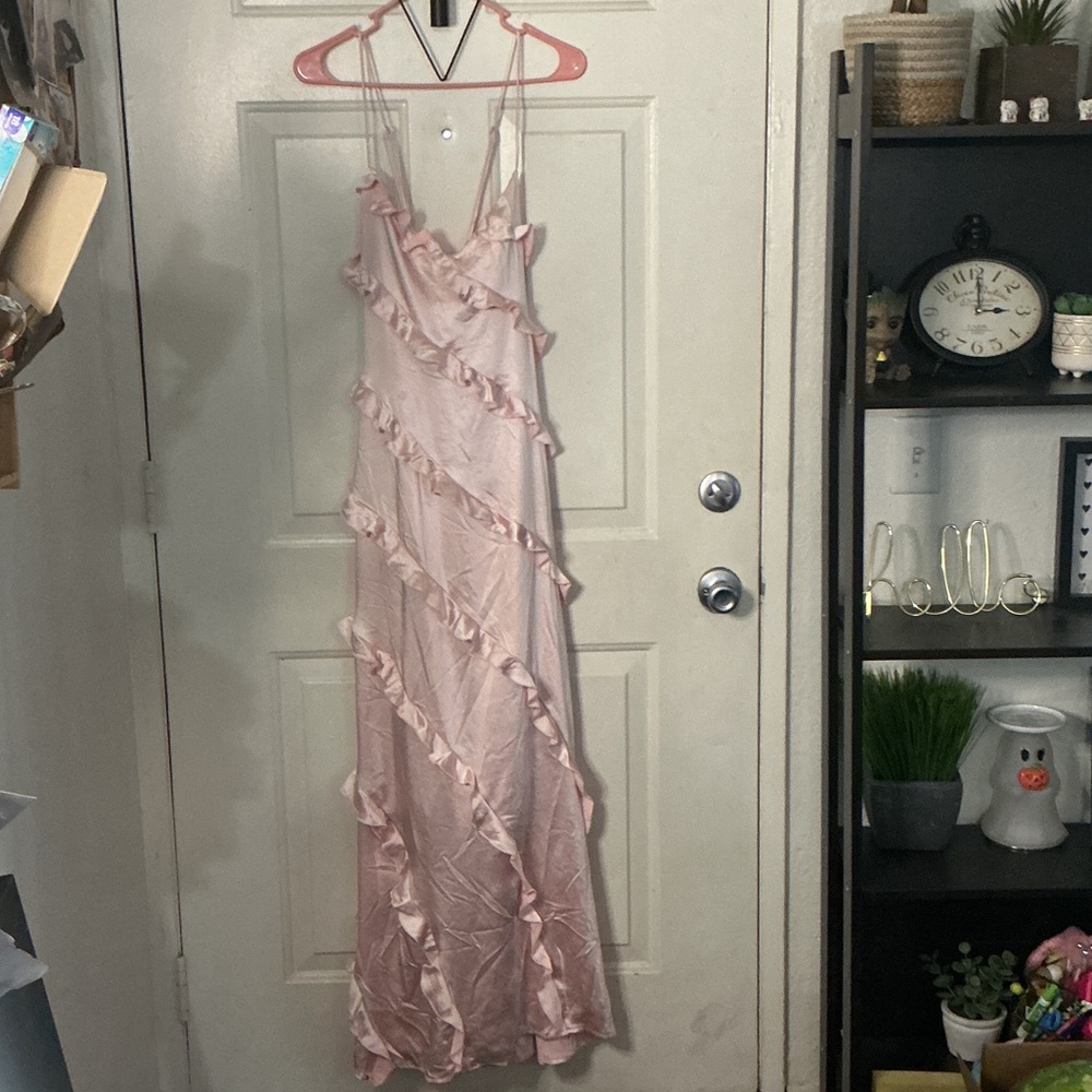 Selfie Leslie Blush Pink Ruffle Maxi Dress